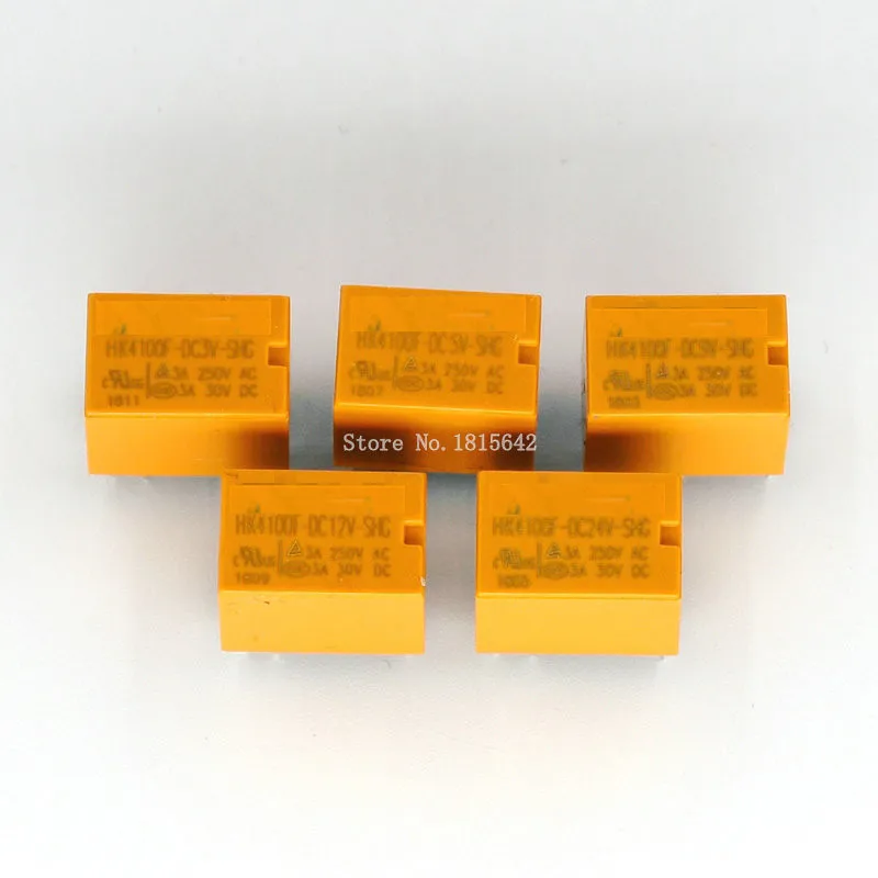 

5PCS/LOT HK4100f-DC3V/5V/9V/12V/24V-SHG Relay hk4100F DC3V DC5V DC9V DC12V DC24V 6Pins 3A 250V AC/ 3A 30V DC