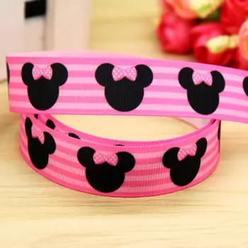 

7/8'' Free shipping minnie printed grosgrain ribbon hair bow headwear party decoration wholesale OEM 22mm H5447