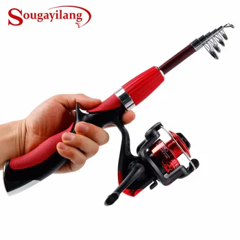 

Sougayilang Carbon Fiber Portable Fishing Rod With Fishing Reel Combo Spinning Fishing Reel Ice Rods Kit Fishing Tackle De Pesca