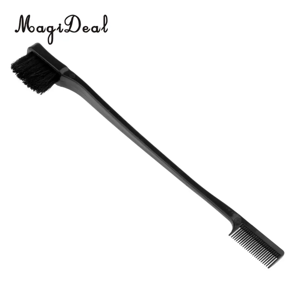 Double Sided Edge Control Hair Brush Comb Combo Pack 2 Pieces Blue/Black