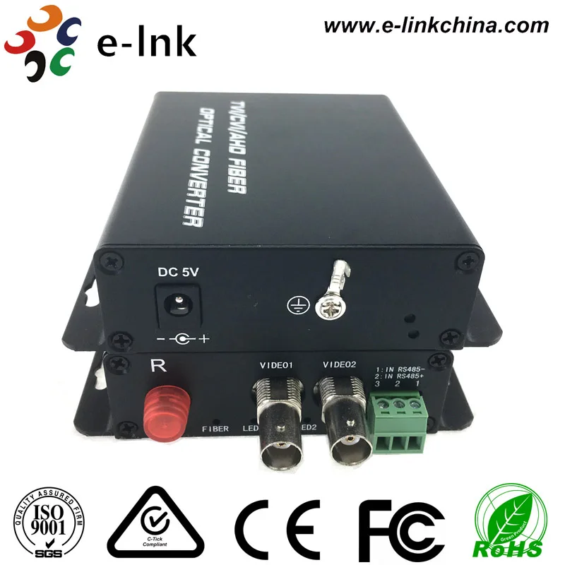 

2Ch 720P TVI/CVI/AHD video to fiber Transceiver Single mode 20km with Rs485 data