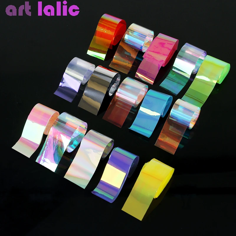 

15 Sheets/set Starry Sky Laser Nail Foils Colorful Shimmer Rainbow Effect Manicure Nail Art Transfer Sticker DIY Tips Box