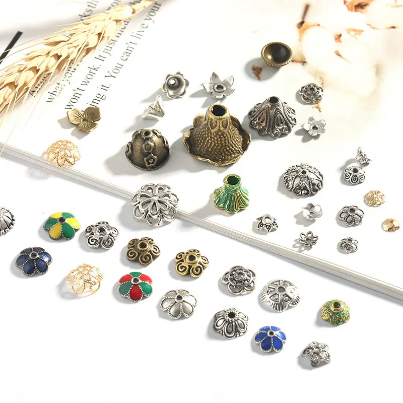 

Handmade DIY Jewelry Accessories Material 20PCs Multiple types Alloy Hollow Joker Bracelet Necklace Beaded Cap Beads Wholesale