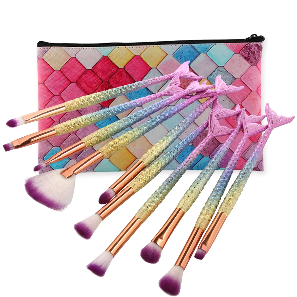 Набор профессиональных кистей для макияжа русалка 10 шт.|makeup tools|makeup brush setbrush set |