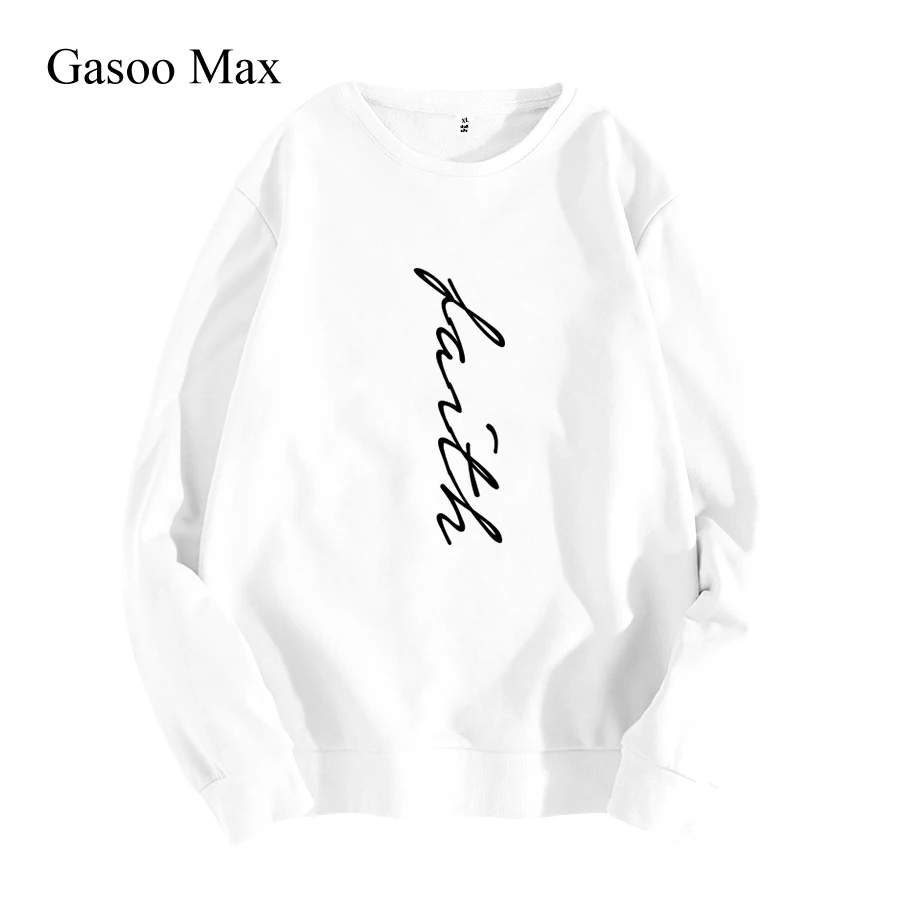 2019 New Faith Corss Print Hoodies Sweatshirt Women Tops