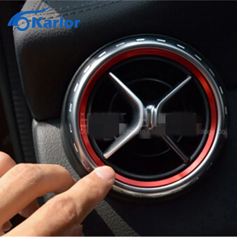 5pcs Red Air Condition Air Vent Outlet Ring Cover Trim for Mercedes Benz CLA C117 CLA180