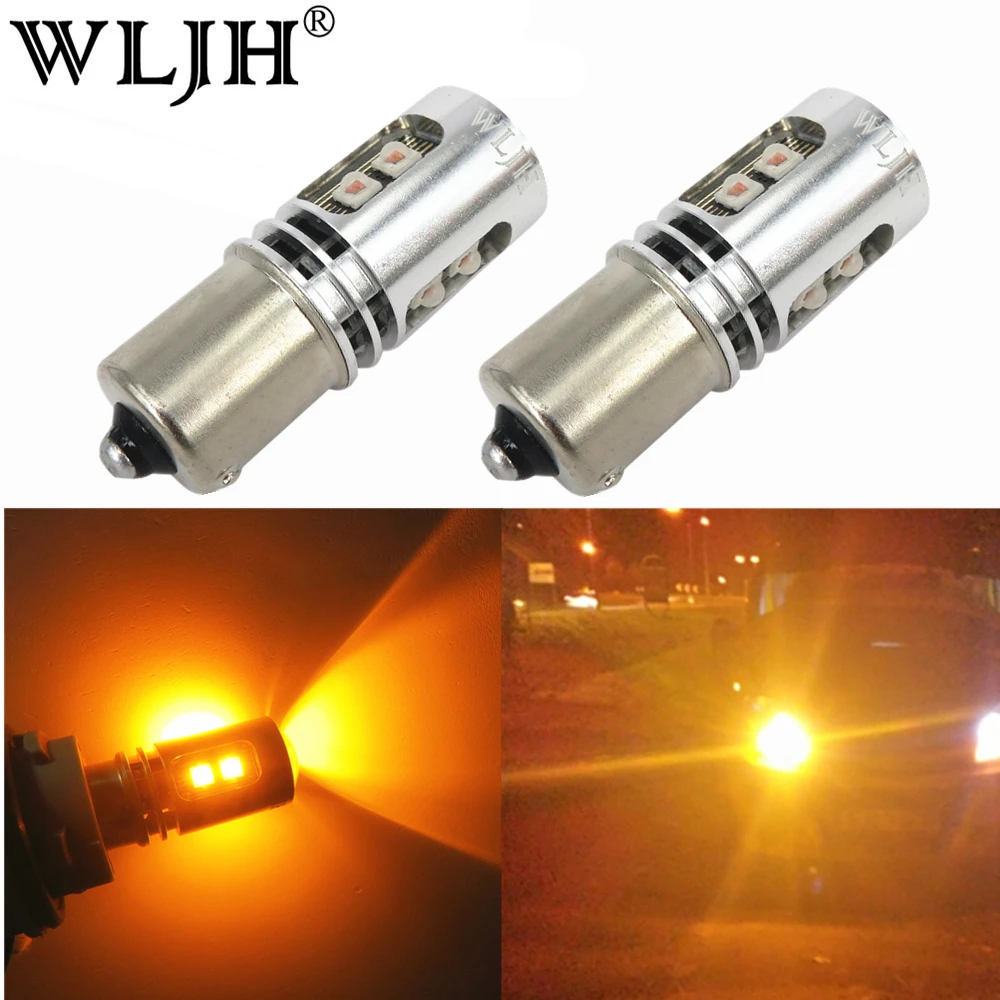 WLJH 2x Canbus без ошибок Янтарный Желтый светодиодный BAU15S 7507 PY21W 1156PY автомобильный