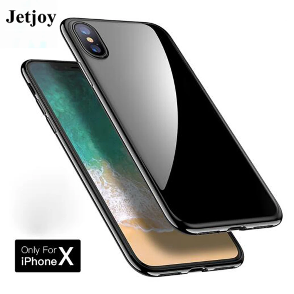 

JETJOY Simple Ultra Glossy Smooth Thin Jet Black Case Cover For Apple iPhone X 10 TEN Cases Shockproof Full Protection Shield