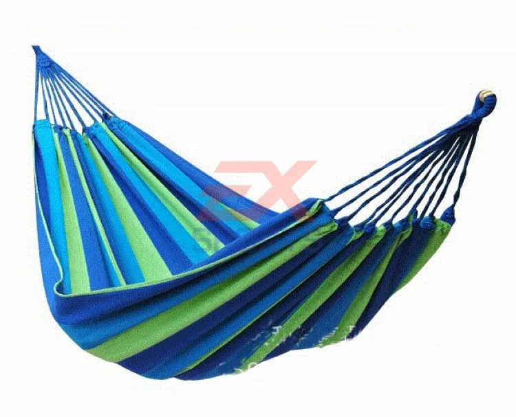 Outdoor Camping Thick Canvas Hammock Colourful Stripy Garden Swing & Bag (7)