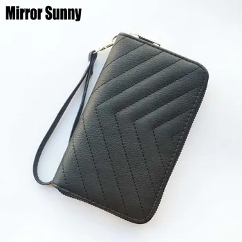 

New Women Handy Wallets Female Stripe Quilted Short Wallet Coin Purse Ladies Zipper Purse Card Holder Small Money Wristband Bag