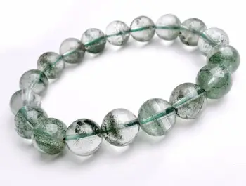 

Free Shipping Natural Green Phantom Quartz Chlorite Crystal Beads Bracelet 11mm AAA