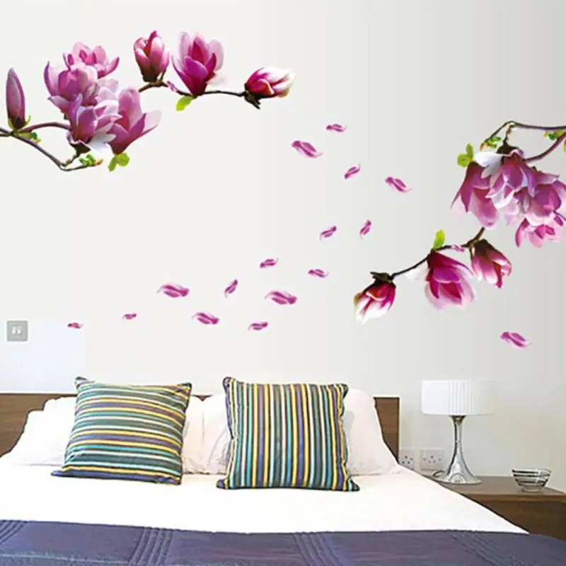 цветы на стене. роспись стен в интерьере. декоративные цветы на стену. красивая стена. фотообои на стену в спальню.