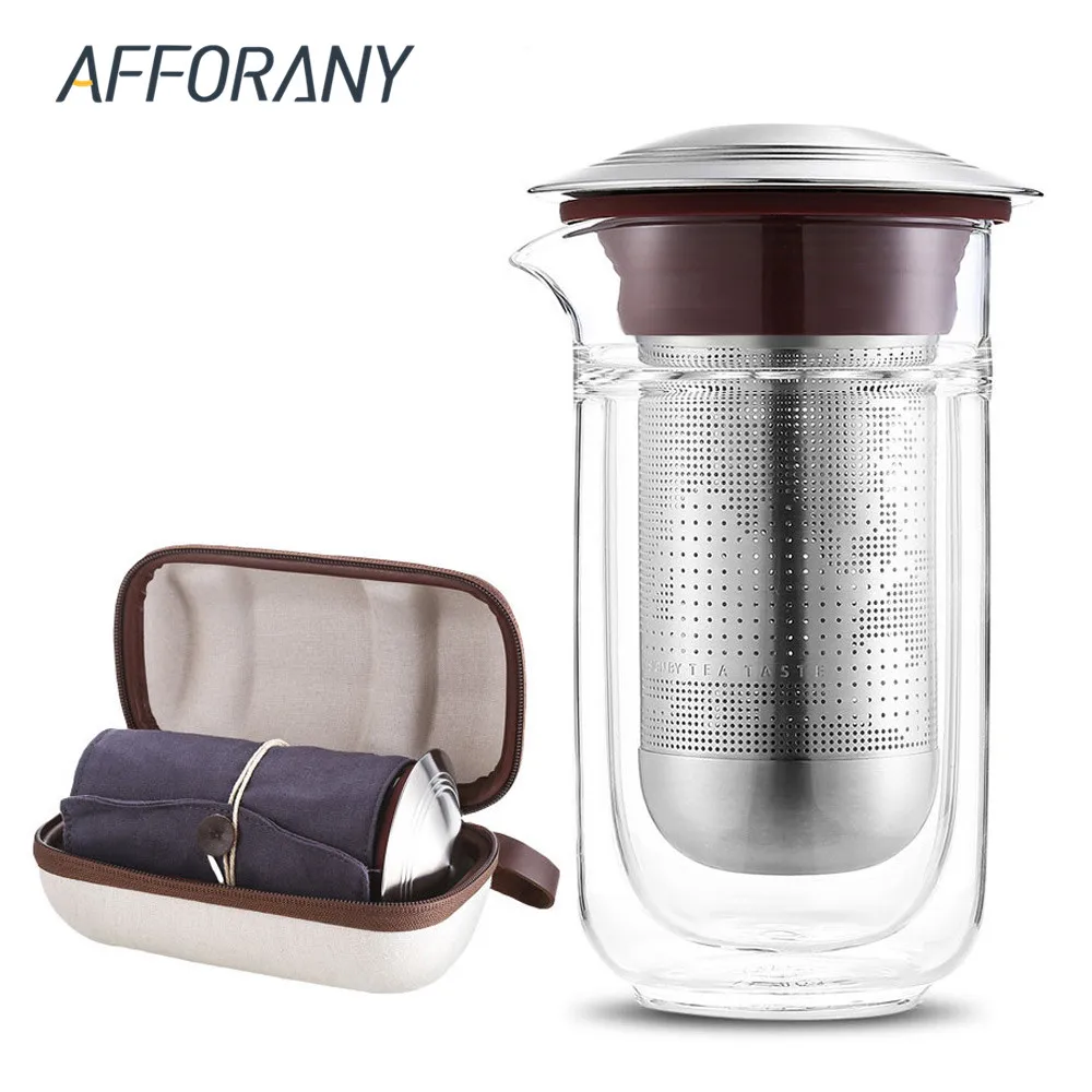 Afforany Творческий Чай фильтр Стекло набор стеклянных бутылок Открытый Drinkware ясно