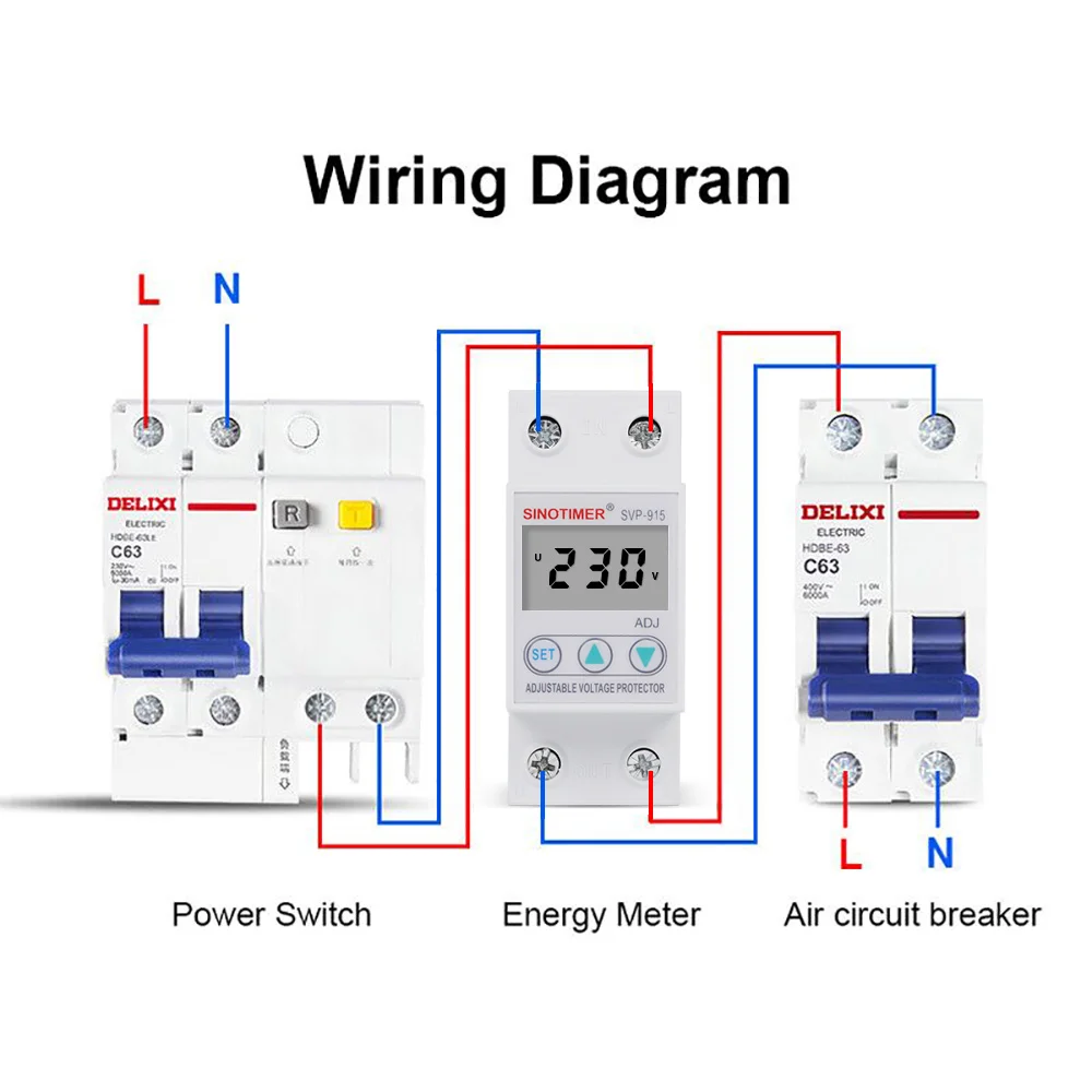 Relè Di Tensione Digitale LCD - Protezione Da Sovratensione E Corrente, Regolabile, 230V 63A, Con Retroilluminazione - Foto 9