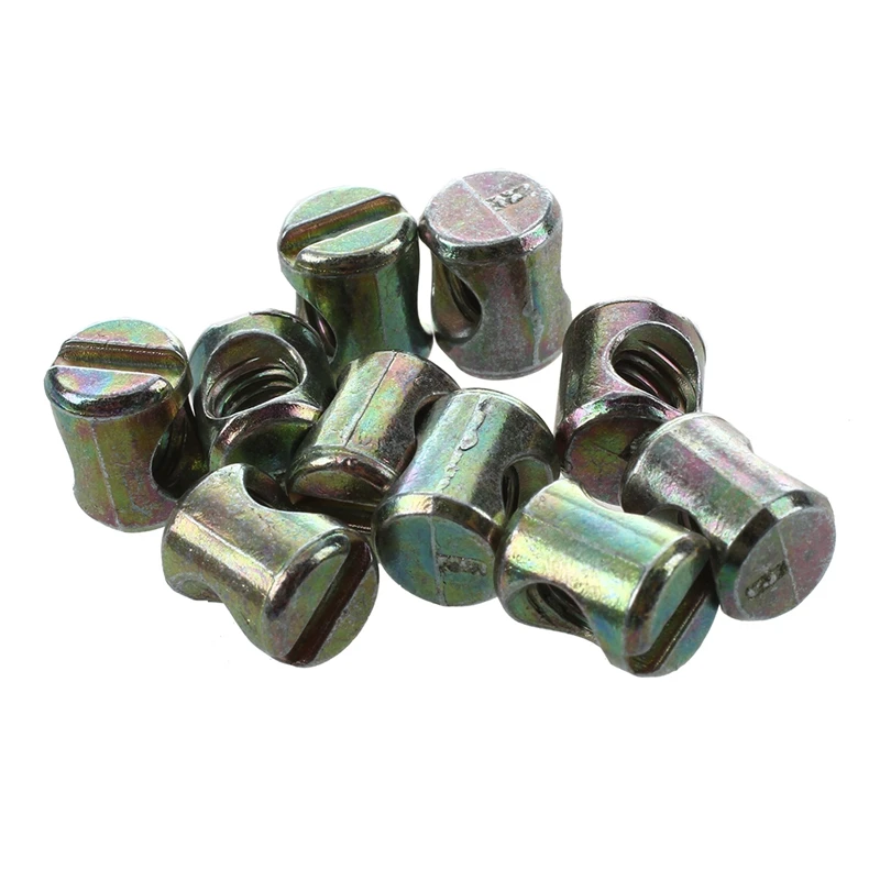 10 Pcs M5 * 9.5mm Slotted Cross Dowel Barrel Bolt Nuts Bronze Tonein