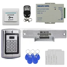 DIYSECUR Strike Lock 125KHz RFID Reader Password Metal Keypad Access Control System Security Kit Remote Control