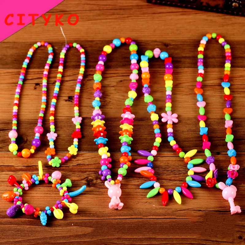 Colorful DIY Handmade String Beads Toy Set Jewelry Necklace Bracelet