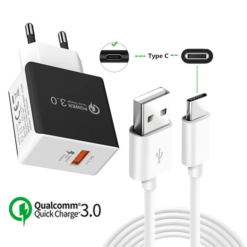 

For Nokia 7 8 8.1 7.1 6.1 plus QC 3.0 USB Phone fast Charger Adapter Type C Charge Cable For Samsung Note 9 8 A70 A50 S8 S9 M20
