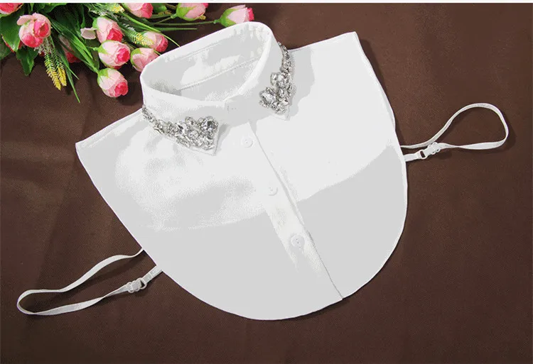 Crystal cotton collar fashion Fake chiffon false shirt collier Lingerie Collar Lace half saiving shirt bead half saving collar