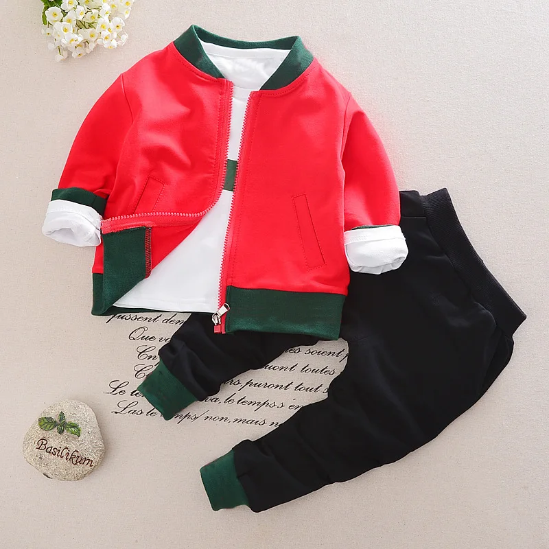 

Kid Toddler Baby Boy Girl Clothing Sports Suit 3PCS Fashion Striped Boys Clothes Girl Kids Boy Clothing Set Shirt + Pants + Coat