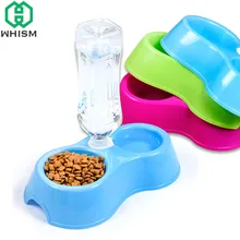 WHISM Plastic Dual Use Dog Bowl Pet Cage Double Bowls For Puppy Cat Automatic Water Drinking Bowls Food Feeding Dish Dogs Feeder