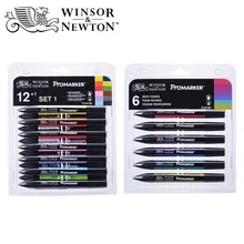 6/12 цветов Виндзор Ньютон профессиональный уровень пигмент маркер ручка набор Алкогольная кисть эскиз для рисования манга модный дизайн