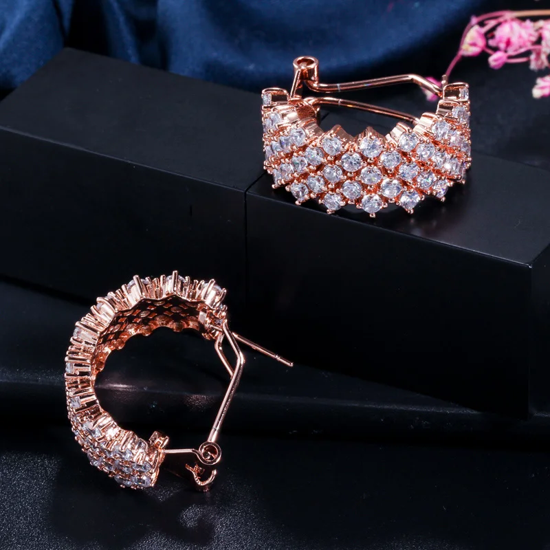 Женские круглые серьги кольца с фианитом высокого качества|hoop earrings for women|hoop
