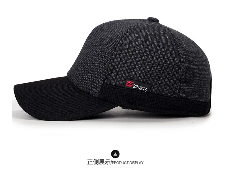 Теплые зимние утолщенные Бейсбол Кепки с ушками Для мужчин хлопок snapback шляпу зима Шапки ушами для Для мужчин Для женщин шляпа