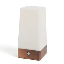 Dual Control Vintage LED Human Body Sensor Motion Night Light Battery Powered Square Warm White Table Lamp Bedroom Home Decor