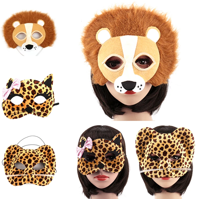 

1 Pcs Halloween Party Animal Masks Cosplay Masque Costume Accessory Panda Fox Lion Leopard Wolf Event Party Supplies
