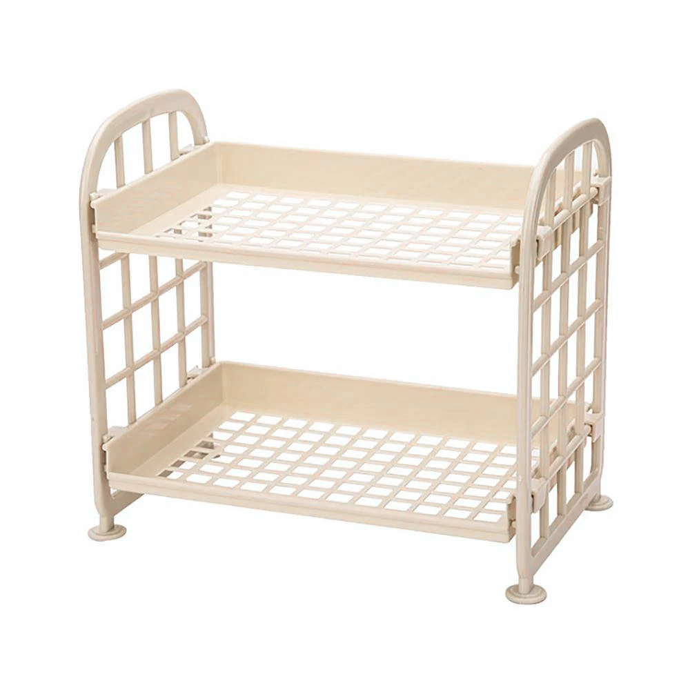 

1pc Storage Shelves Plastic Multi-Stationery Storage Box 2 Tier Shelf Kitchen Bathroom Organizer