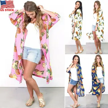

Women's Vintage Loose Blouse Summer Boho Chiffon Coat Shawl Kimono Cardigan Tops