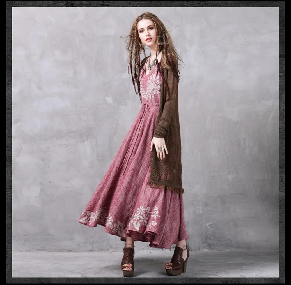Spaghetti Strap Summer Long Dress 2017 Vintage Embroidery Vestidos Sleeveless Summer Style Tank Dress Femininos Party Dresses (15)