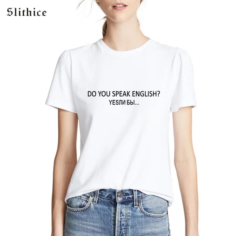 

Slithice Funny Women Summer Tshirt tops Cotton Short Sleeve Letter Print T-shirts for lady Black White Woman T-shirt