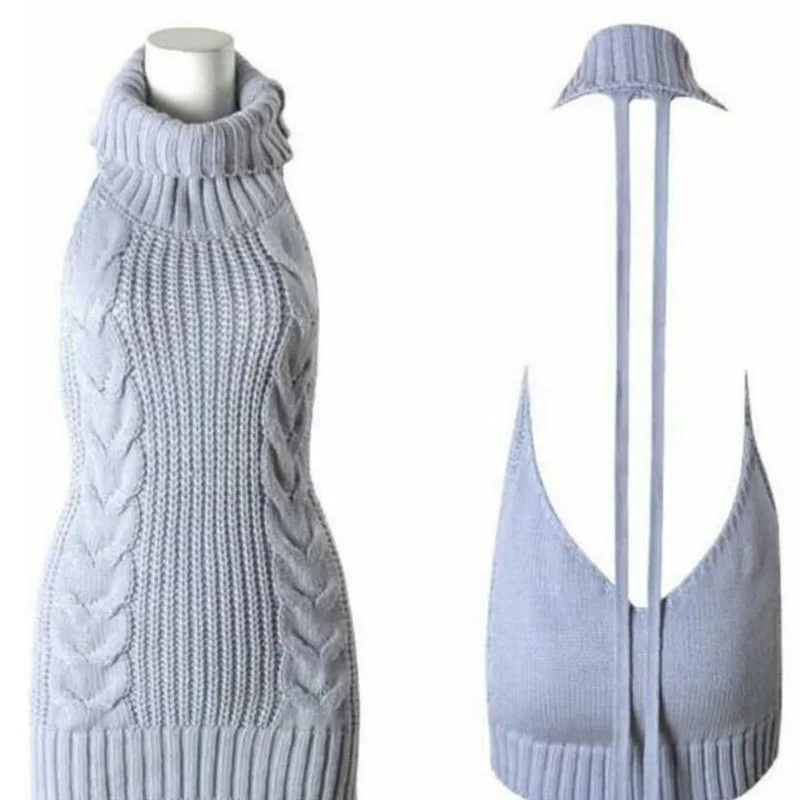 Sexy Virgin Killer Sweater Summer Fall Saxy Backless Turtleneck Pin Up Keyhole Sweaters Japanese Cosplay Knitted Womens Sweaters