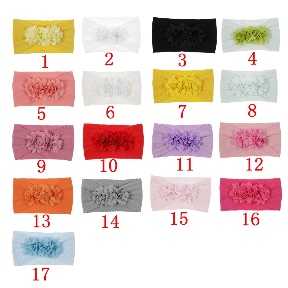 Yundfly 10pcs Chic Baby Chiffon Flower Headband Elastic Wide Nylon Floral Headwear Girls Hairband Hair Accessories