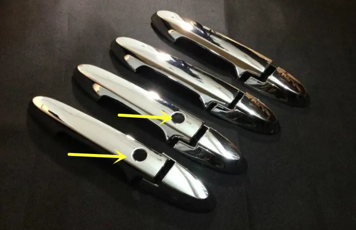 car styling cover protection detector stick frame lamp trim ABS chrome car door handle 8pcs For Honda Fit Jazz - Цвет: Have hole