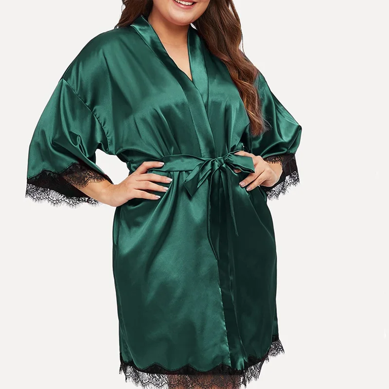 Атласная пижама с длинными рукавами; банный халат; камзол и брюки; удобная одежда для отдыха; халат и пижамы; комплекты из 3 предметов; одежда для сна - Цвет: Robe set