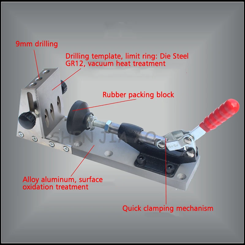 1PC Woodworking inclined hole locator manual inclined hole clamp drilling inclined hole locator 9mm Woodworking drill tool