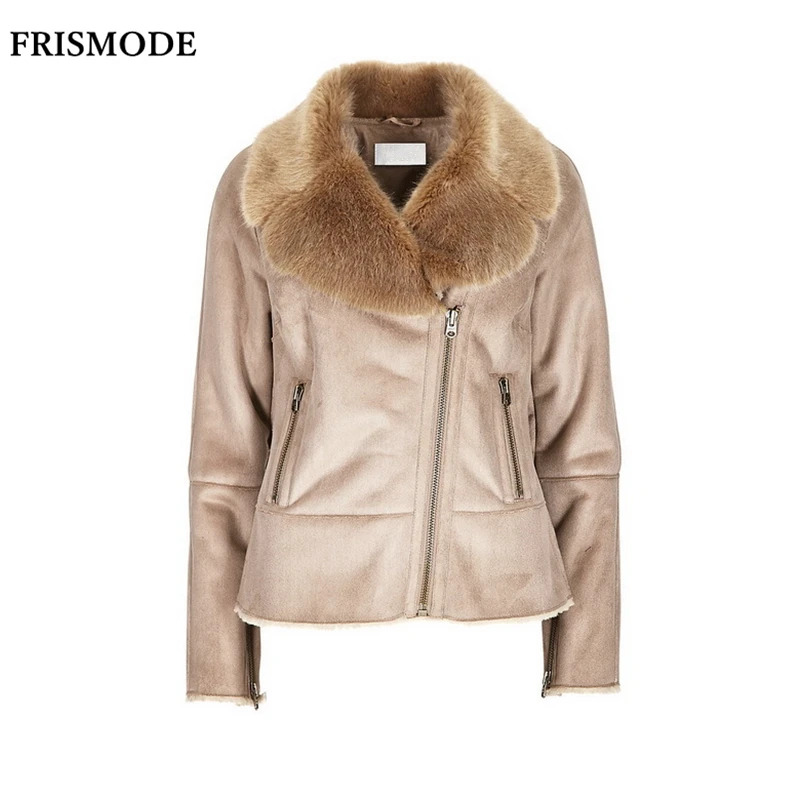 Image S 7XL Winter Female Faux Fur Shearling Jacket 2016 Fashion Thick Warm Casual Plus Size Women Suede Leather Double faced Fur Coat