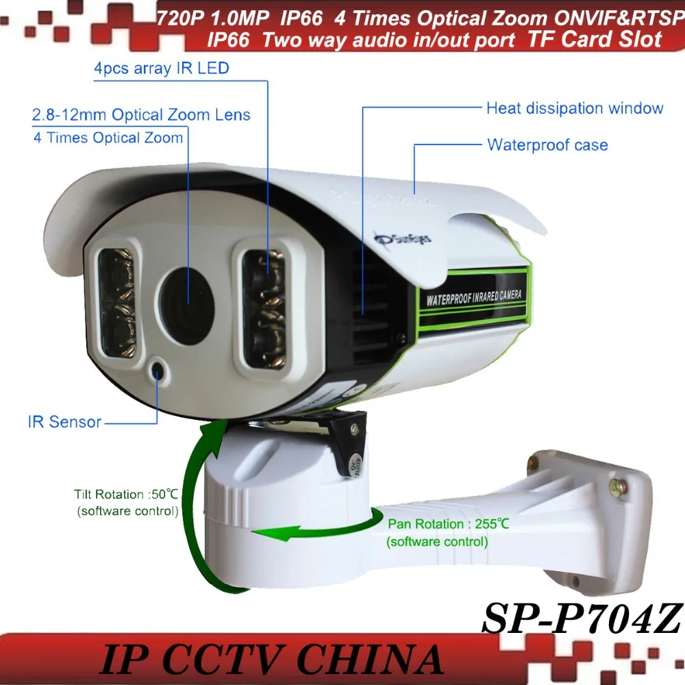 

SunEyes SP-P704Z ONVIF PTZ IP Camera Outdoor 720P HD with TF Slot Pan Tilt Zoom Array IR Night Vision 100M