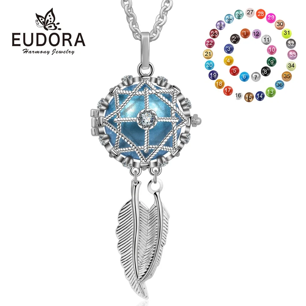 

Eudora 20mm Fashion Harmony Bola Ball Dreamcatcher Cage Pendant Necklace fit Chime Ball Lava Necklace Jewelry For Women K259N20