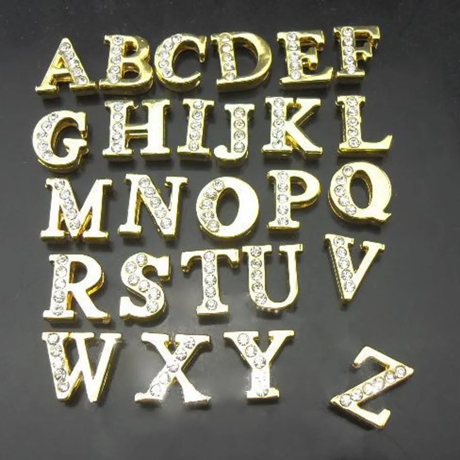 8 мм DIY половинные Стразы золотого цвета скользящие буквы &quotA-Z&quot выбирают