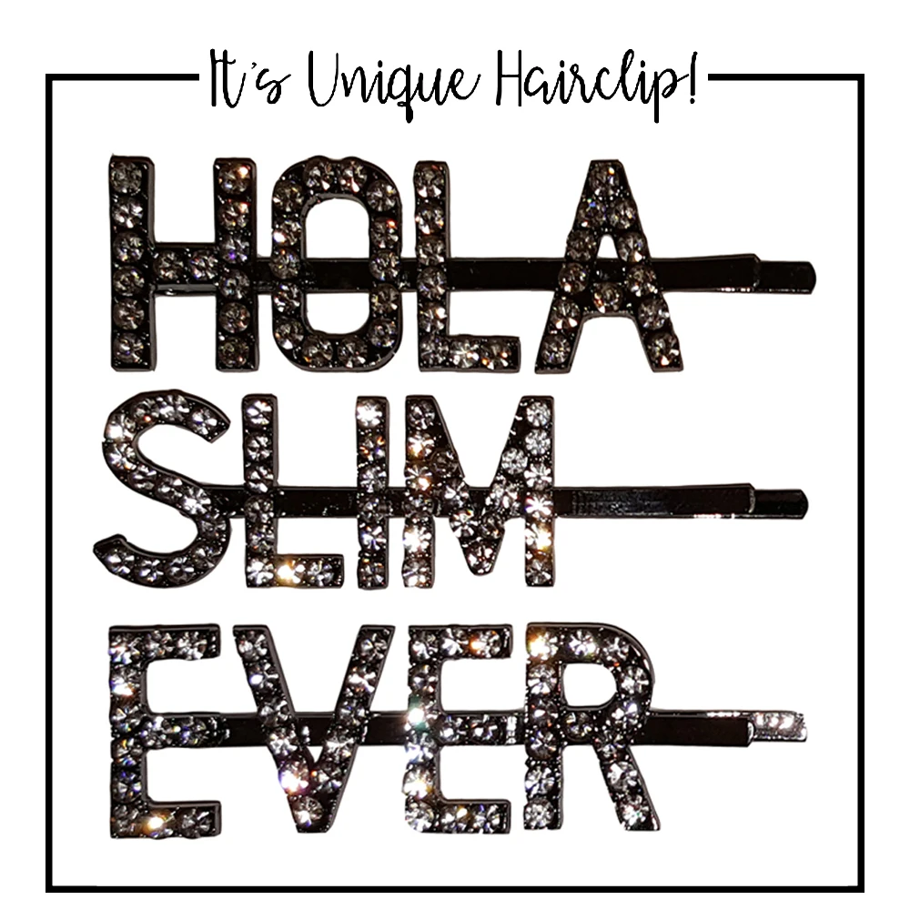 

Hot Style Women Rhinestone Barrette Capital Letters Personalized Word Hairpin Clip Side Styling Night Party Hair Accessories