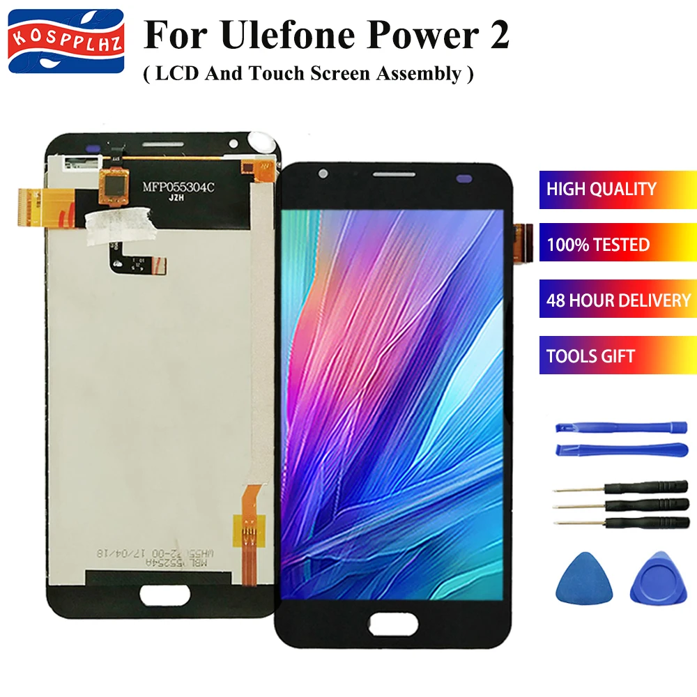 

KOSPPLHZ New 5.5 '' For Ulefone Power 2 LCD DIsplay + Touch Screen Digitizer Assembly for Ulefone Power2 + tools