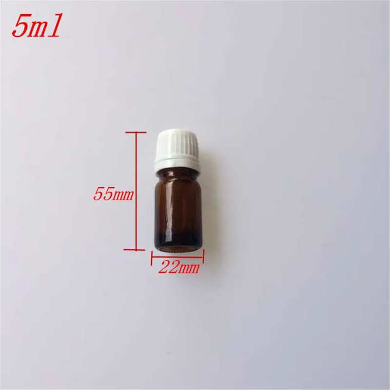 

10 pcs 22x55 mm Brown Glass Essential Oil Bottles DIY 5 ml Empty White Plastic Safety Screw Cap Little Perfume Jars