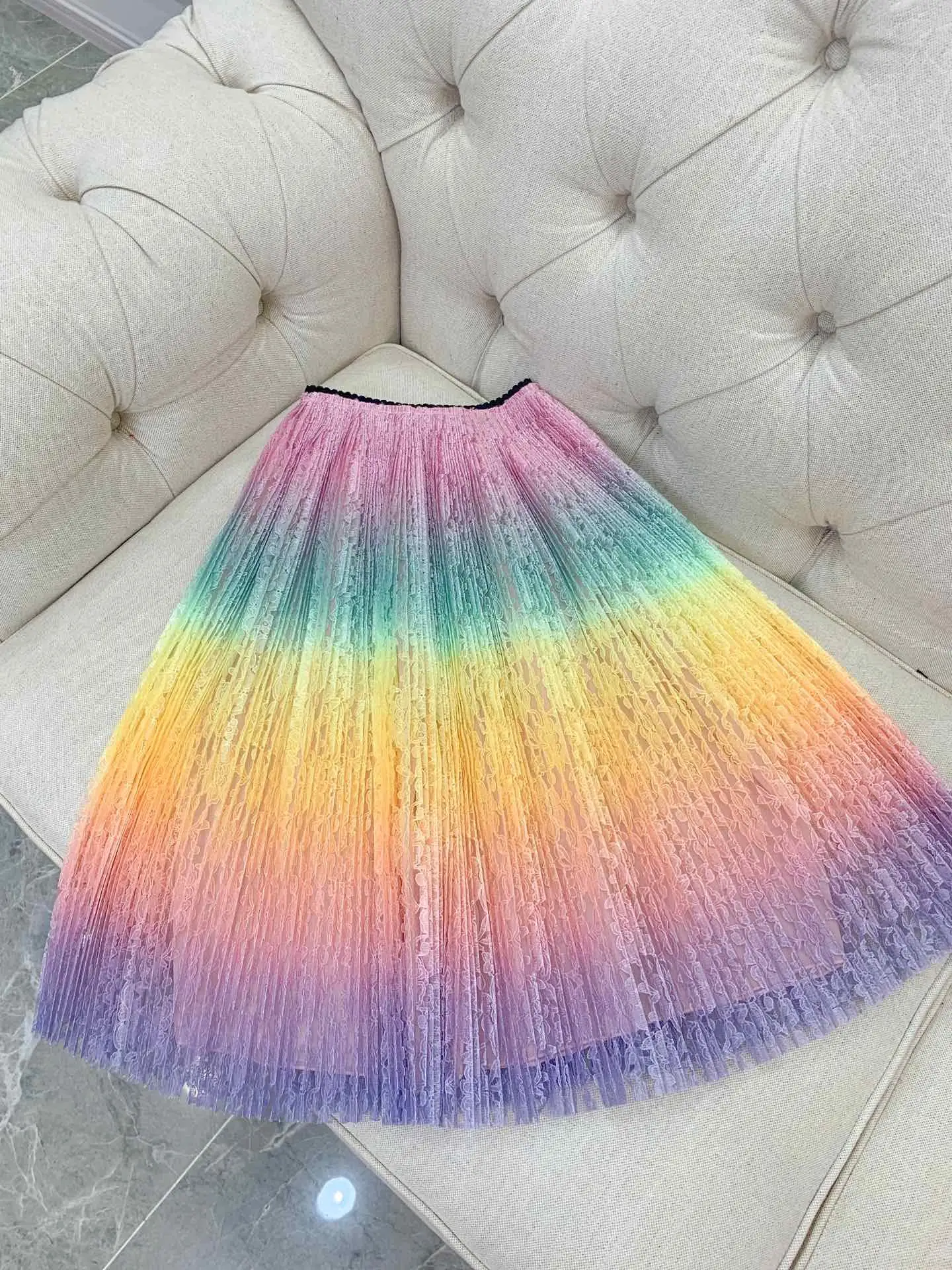 

2019 new ladies fashion sexy rainbow lace skirt 0718