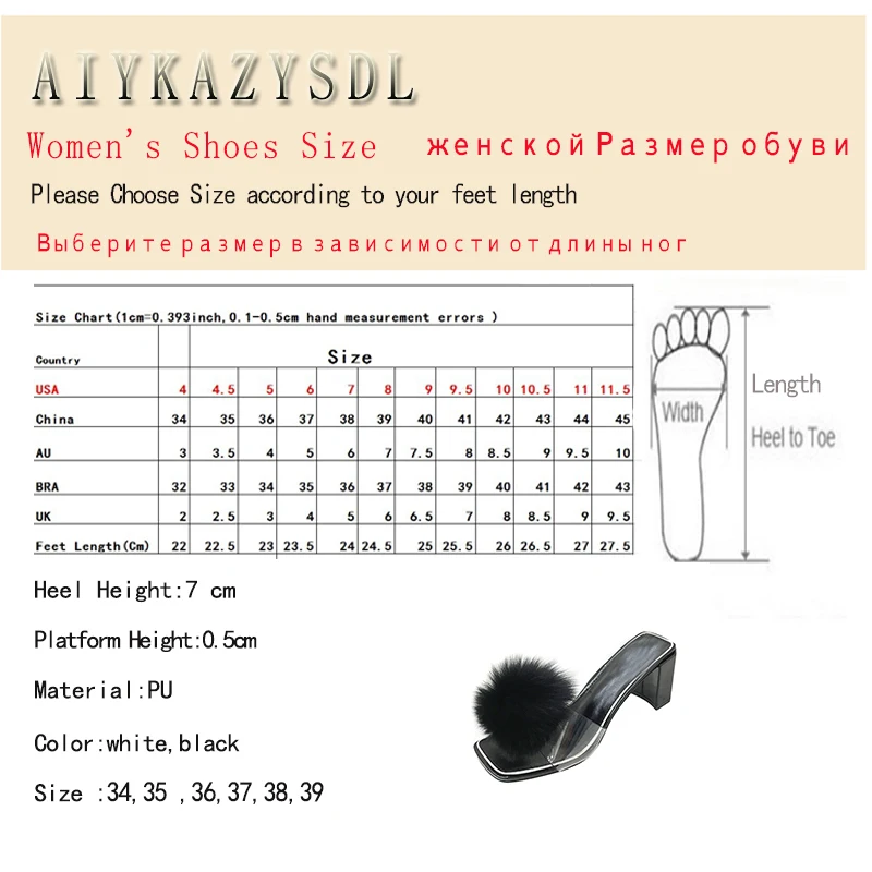 AIYKAZYSDL/женские туфли на высоком толстом каблуке из натуральной кожи с натуральным кроличьим мехом; шлепанцы без задника с открытым носком; прозрачные сандалии