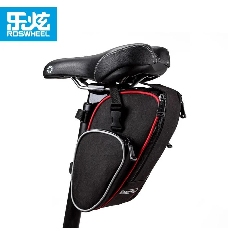 Cheap ROSWHEEL 13890 Cycling Tail Bag Folding MTB Mountian Bike Back Saddle Seat Pouch Outdoor Pocket Tools Bag Bicycle Accessories 4