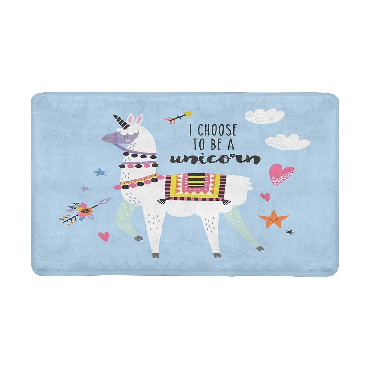 

Cute Cartoon Llama Alpaca with Unicorn Horn Doormat Anti-Slip Entrance Mat Floor Rug Indoor Door Mats Home Decor Rubber Backing